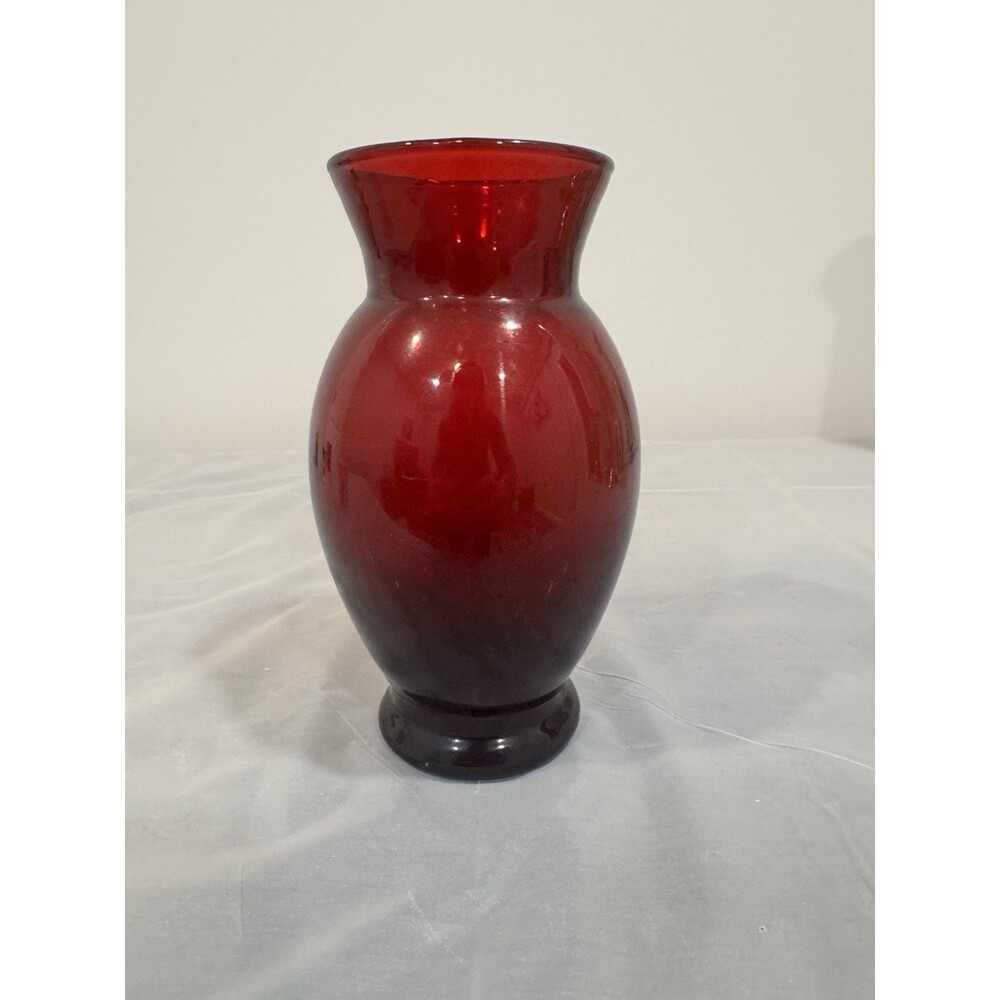 Vintage Red Glass Vase Ruby Ombre Art Glass Rounded Body
